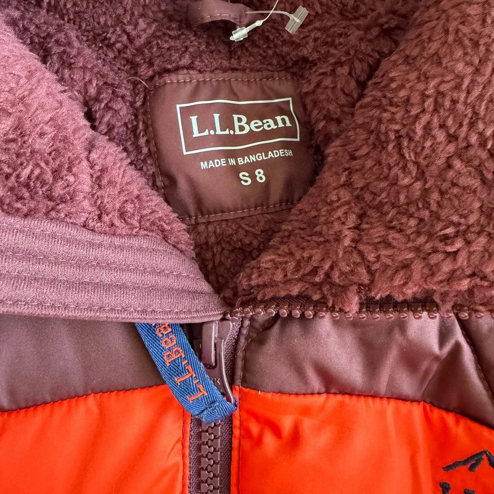 NWT L.L. Bean Kids Puffer Down Hooded Colorblock Puffer Jackey Boys Sz 8 Snow‎